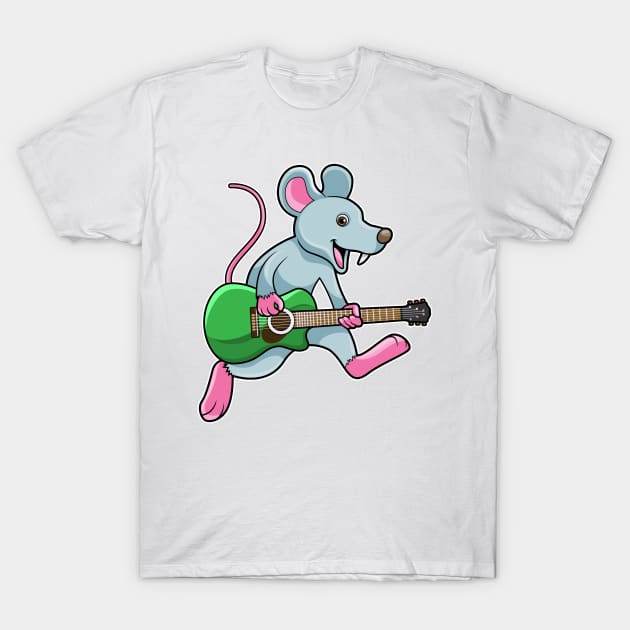 Mouse at Music with Guitar T-Shirt by Markus Schnabel